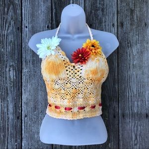 SOLD Crochet Tie Dye Festival  Bralette Crop Top
